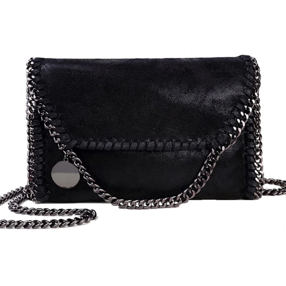 Stunning Chain-Trimmed Crossbody Bag in Black